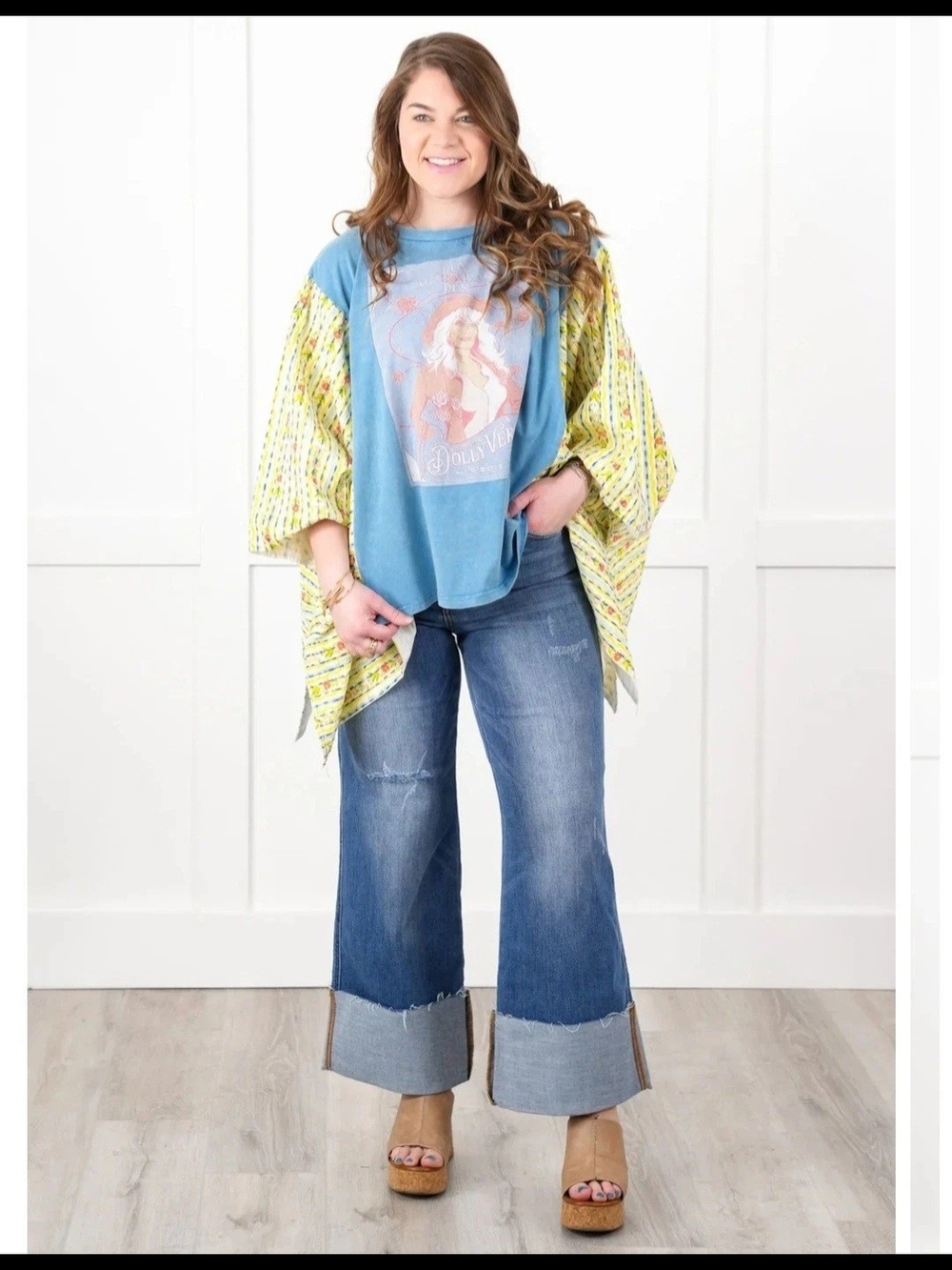 Dolly Parton Long Sleeve Poncho Boho Top From freckled Poppy Boutique S/M